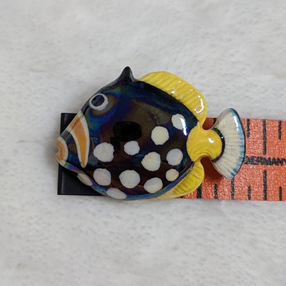 Vintage 80's Artisan Made Glazed Ceramic Fish Earrings And Brooches - Picture 5 of 10